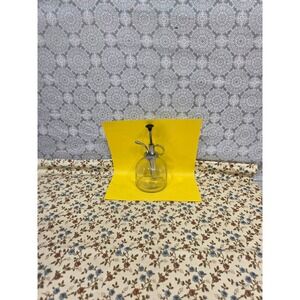 Vintage Plant Mister Spray Bottle Glass & Metal Taiwan Small Watering Can Chrome